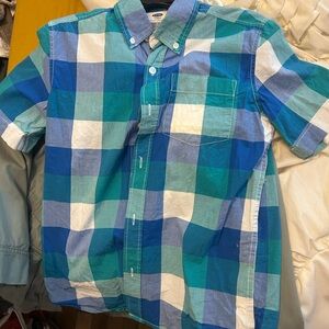 Wrangler Blue and Green Plaid Button Down Shirt